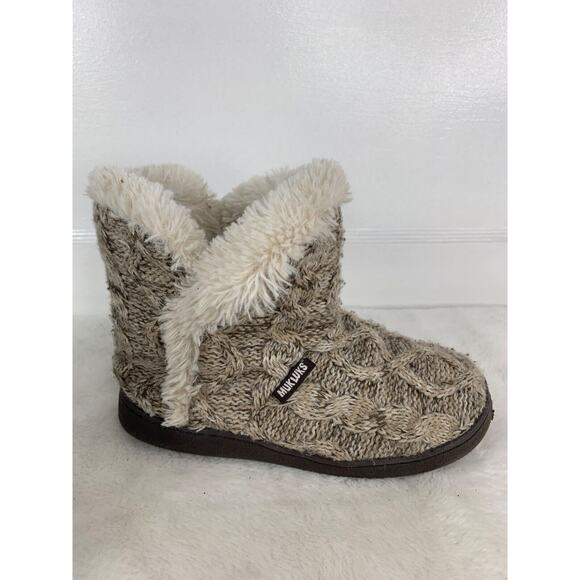 Muk Luks Womens Knit Bootie Slippers With Faux Fur Lining - Size 6 - Picture 8 of 10